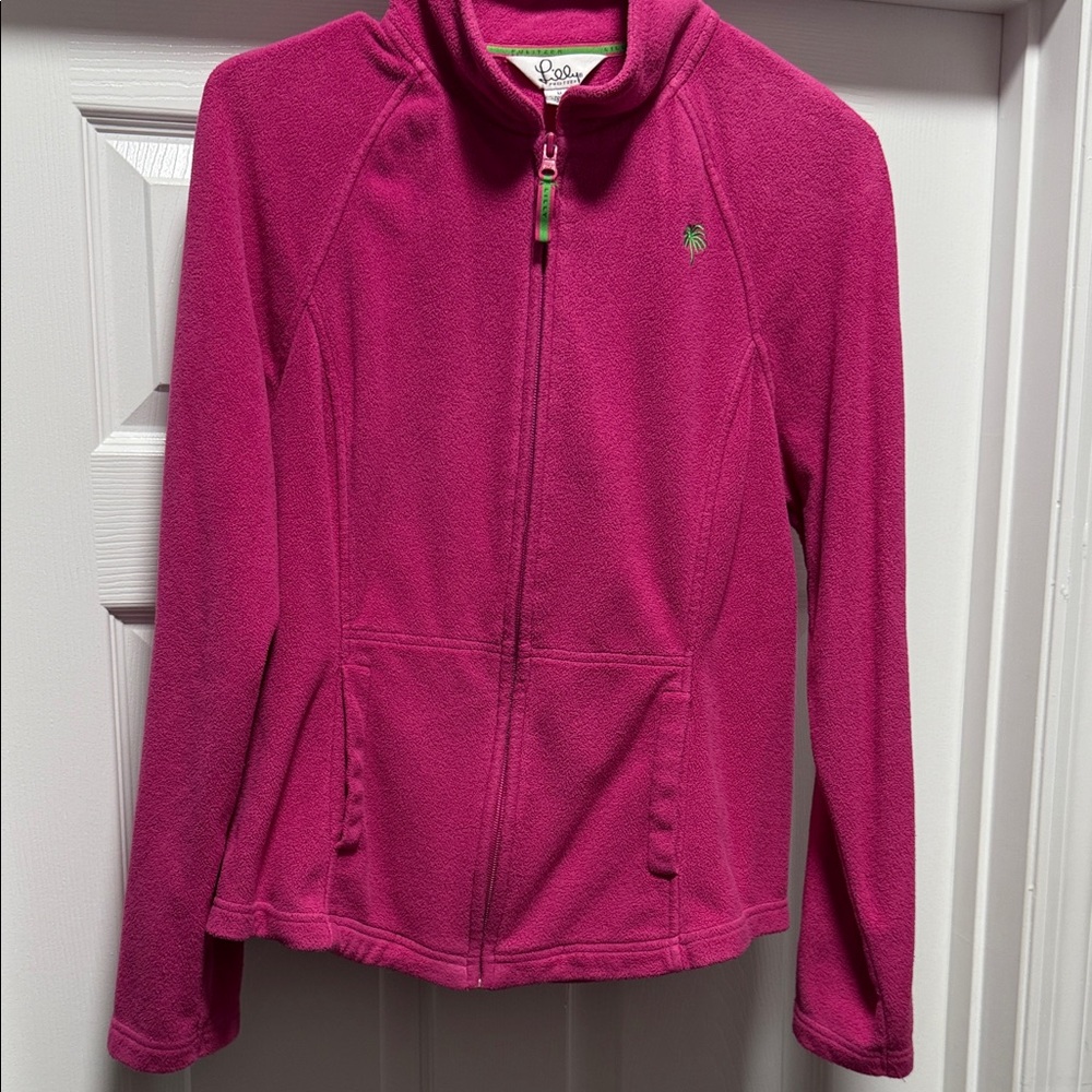 Lilly Pulitzer Fleece Zip Up Jacket - Vibrant Pink size M - Picture 3 of 4